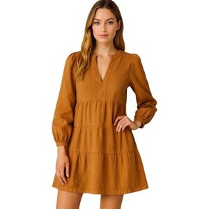 Lucky Brand Brown Pleated Tiered Sundress